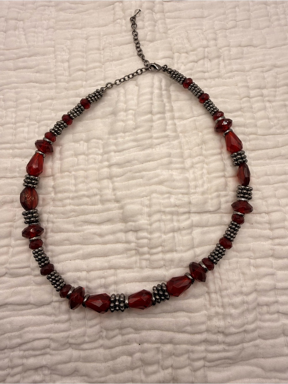 Red Beaded Statement Necklace - Elegant Women's Jewelry